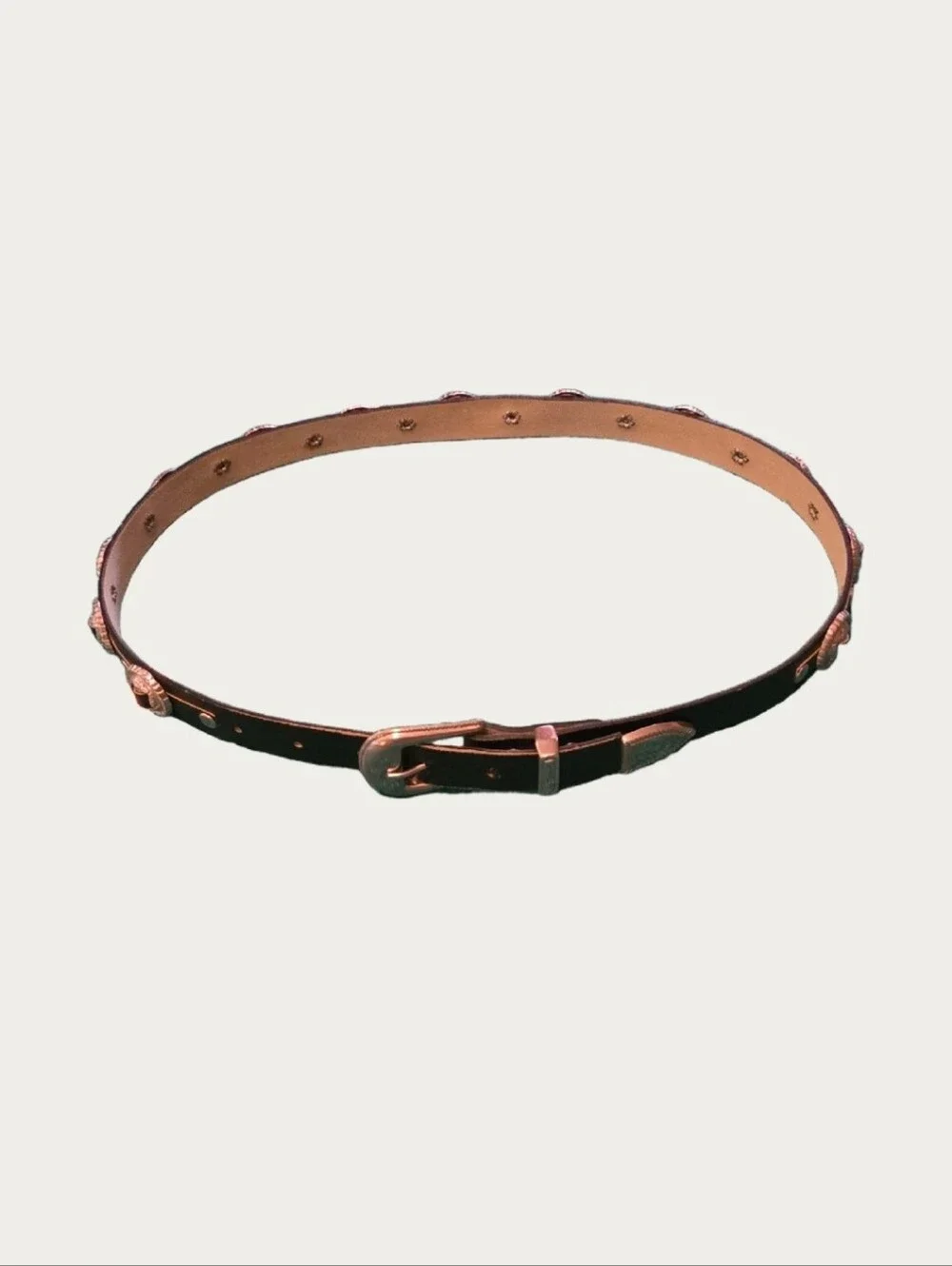 Vintage Concho Black/Espresso Leather Belt with Silver Buckle Rare